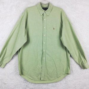 Ralph Lauren Mens Shirt Button Down Oxford Yarmouth‎ Cotton Green 16 1/2 34/35